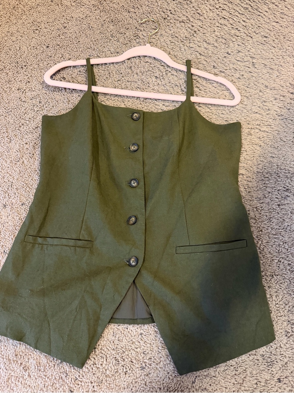 Scoop Olive Green Button-Front Vest - Size Medium